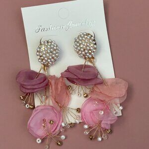 Glimmer and Rose Dangle Earrings, NEW!